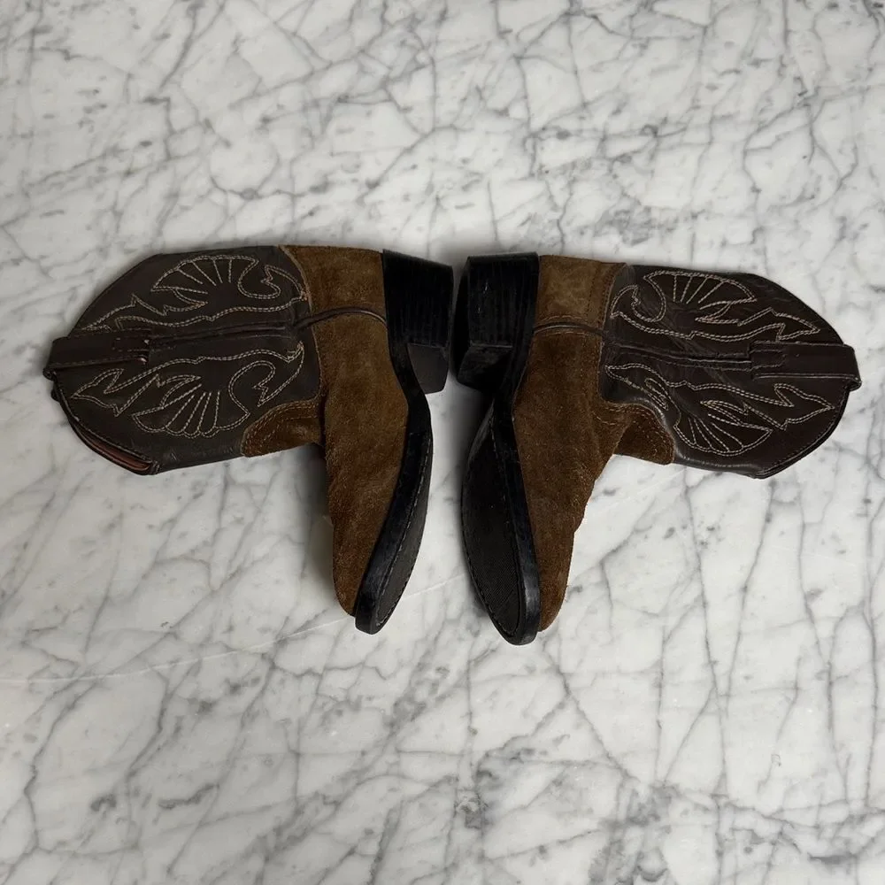 Brown Acme Leather Suede Western Boots Size 12 Youth